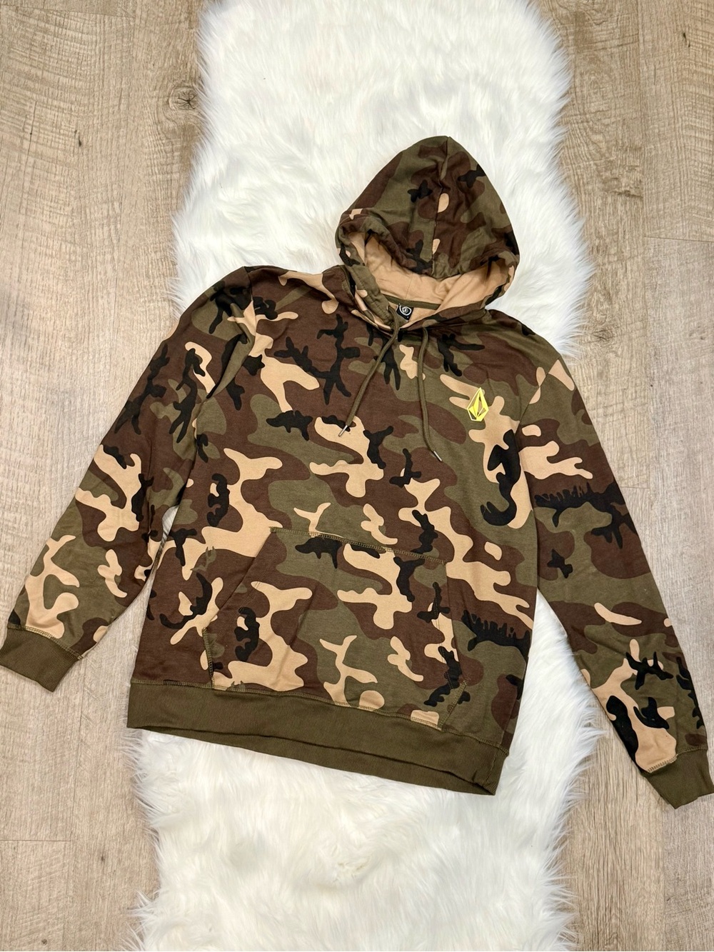 Volcom Men's Camo Pullover Hoodie - Olive Green Camouflage